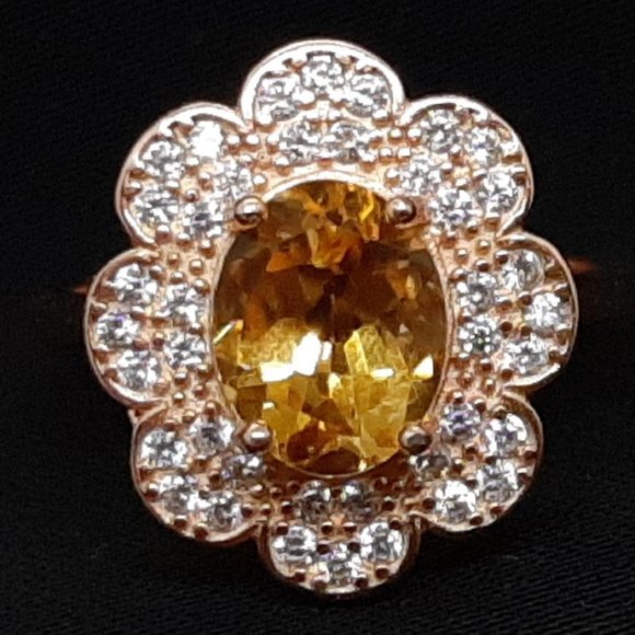Katherine's Collection Jewelry - Gorgeous World Class 2.90ct RealCitrine & White Sapphire 14K Rose Gold 925 Ring